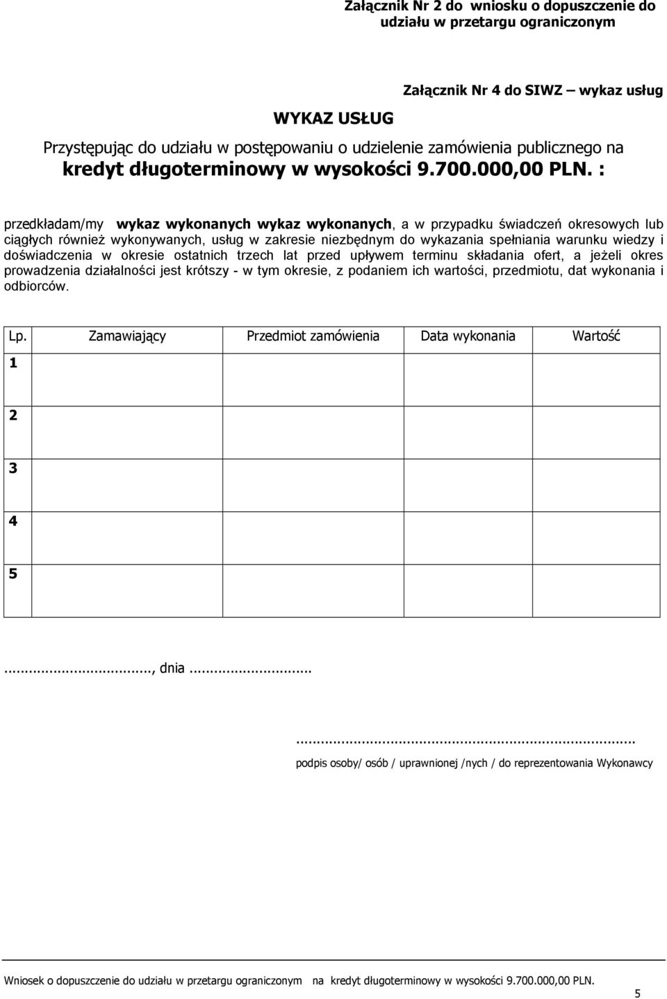 : przedkładam/my wykaz wykonanych wykaz wykonanych, a w przypadku świadczeń okresowych lub ciągłych również wykonywanych, usług w zakresie niezbędnym do wykazania spełniania warunku wiedzy i