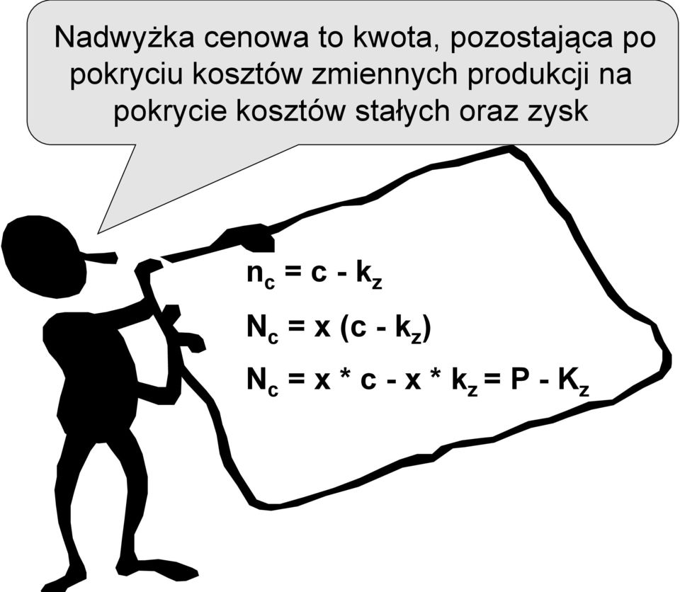 pokrycie kosztów stałych oraz zysk n c = c -