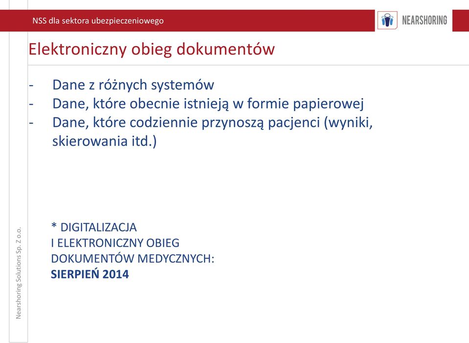 codziennie przynoszą pacjenci (wyniki, skierowania itd.