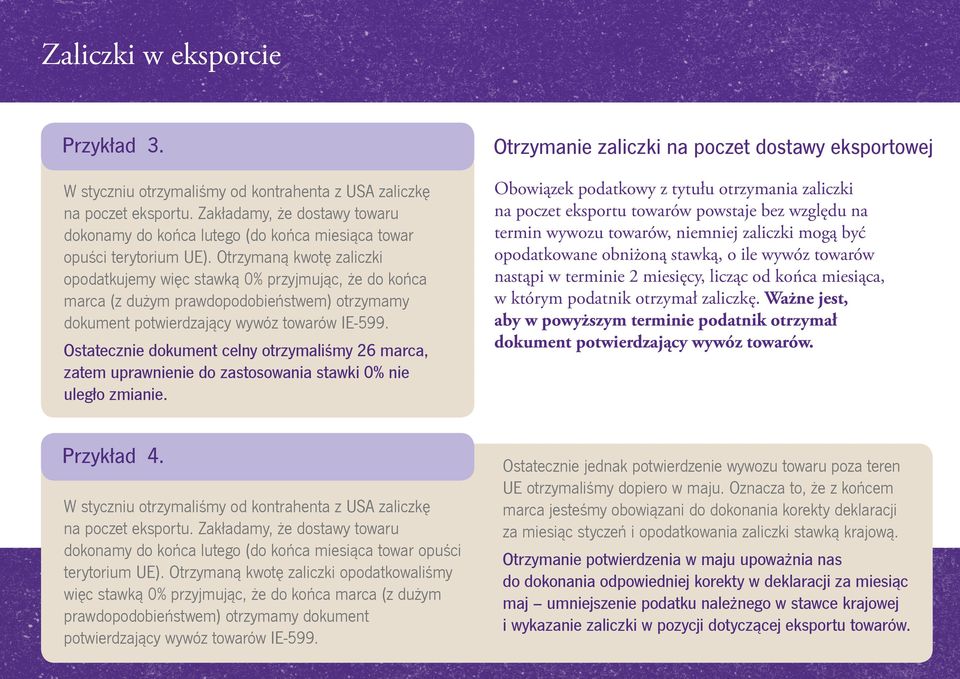 Otrzymaną kwotę zaliczki opodatkujemy więc stawką 0% przyjmując, że do końca marca (z dużym prawdopodobieństwem) otrzymamy dokument potwierdzający wywóz towarów IE-599.