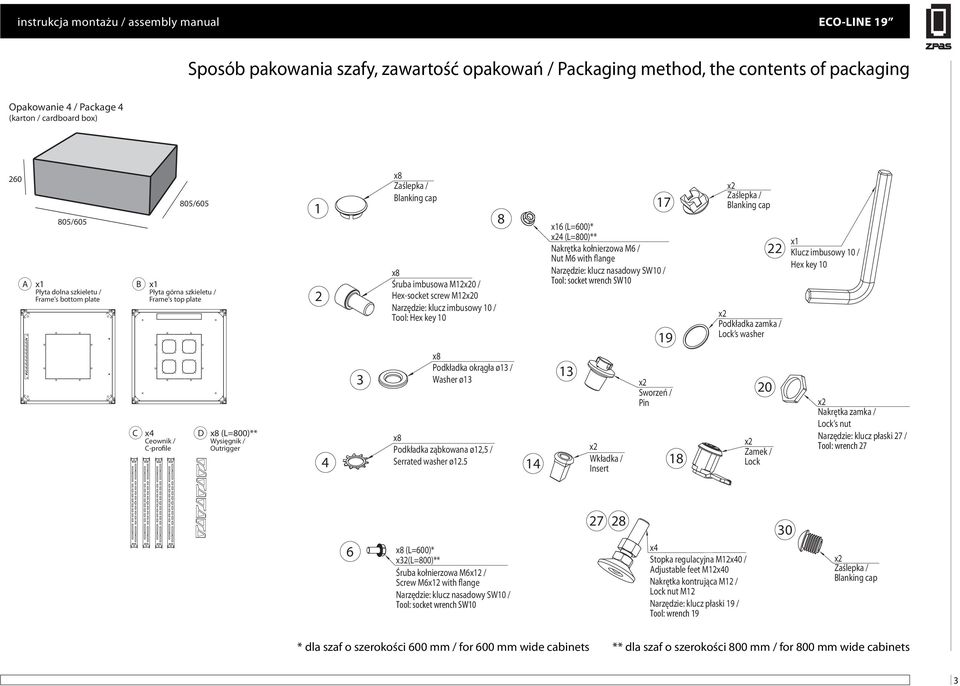 imbusowa M120 / ex-socket screw M120 Narzędzie: klucz imbusowy 10 / Tool: ex key 10 8 Podkładka okrągła ø13 / Washer ø13 Podkładka ząbkowana ø12,5 / Serrated washer ø12.