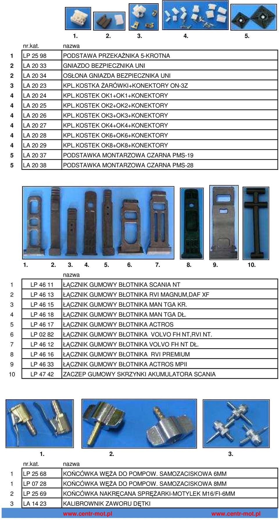 KOSTEK OK8+OK8+KONEKTORY 5 LA 20 37 PODSTAWKA MONTARZOWA CZARNA PMS-19 5 LA 20 38 PODSTAWKA MONTARZOWA CZARNA PMS-28 4. 5. 6. 7. 8. 9. 10.