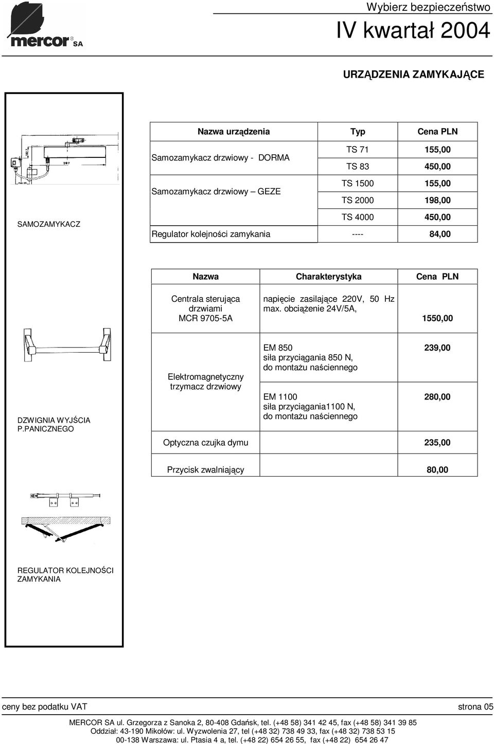 Hz max. obciąŝenie 24V/5A, 1550,00 DZWIGNIA WYJŚCIA P.