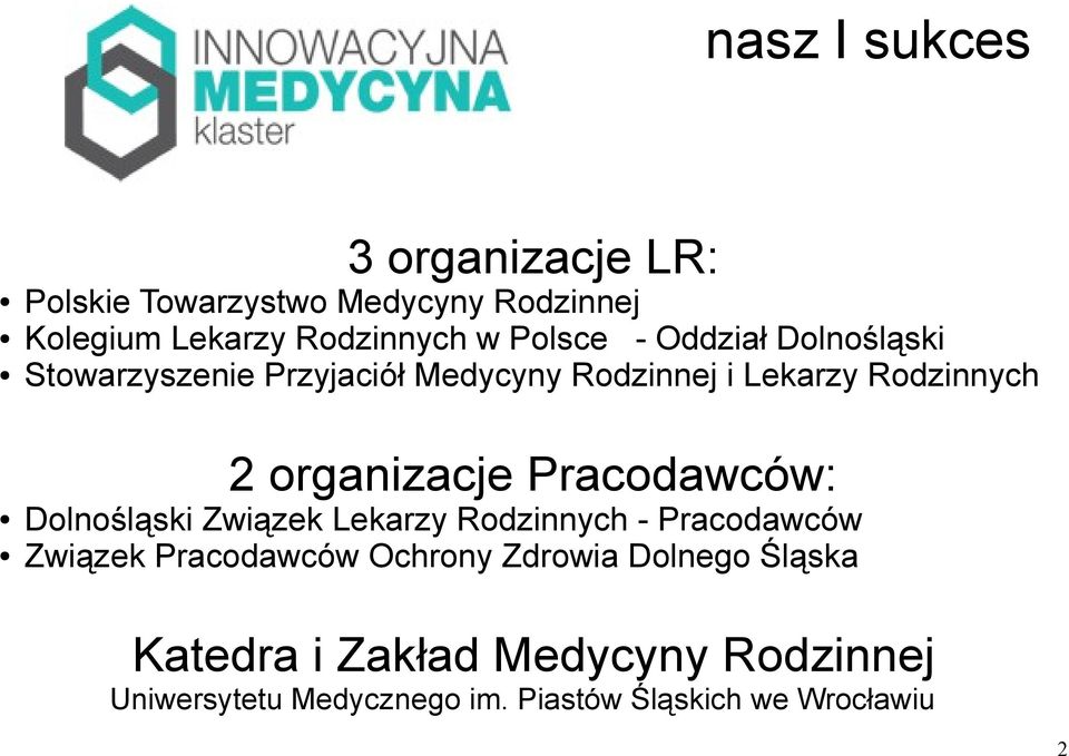 organizacje Pracodawców: Dolnośląski Związek Lekarzy Rodzinnych - Pracodawców Związek Pracodawców Ochrony