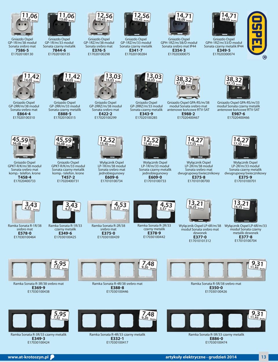 czarny metalik IP44 E349-5 E17020300074 11,42 14,05 11,42 14,05 13,03 16,03 13,03 16,03 38,32 47,13 38,32 47,13 GP-2RR/m/38 moduł Sonata srebro mat E864-4 E17020100310 GP-2RR/m/33 moduł Sonata czarny