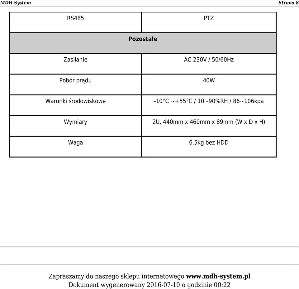 440mm x 460mm x 89mm (W x D x H) Waga 6.