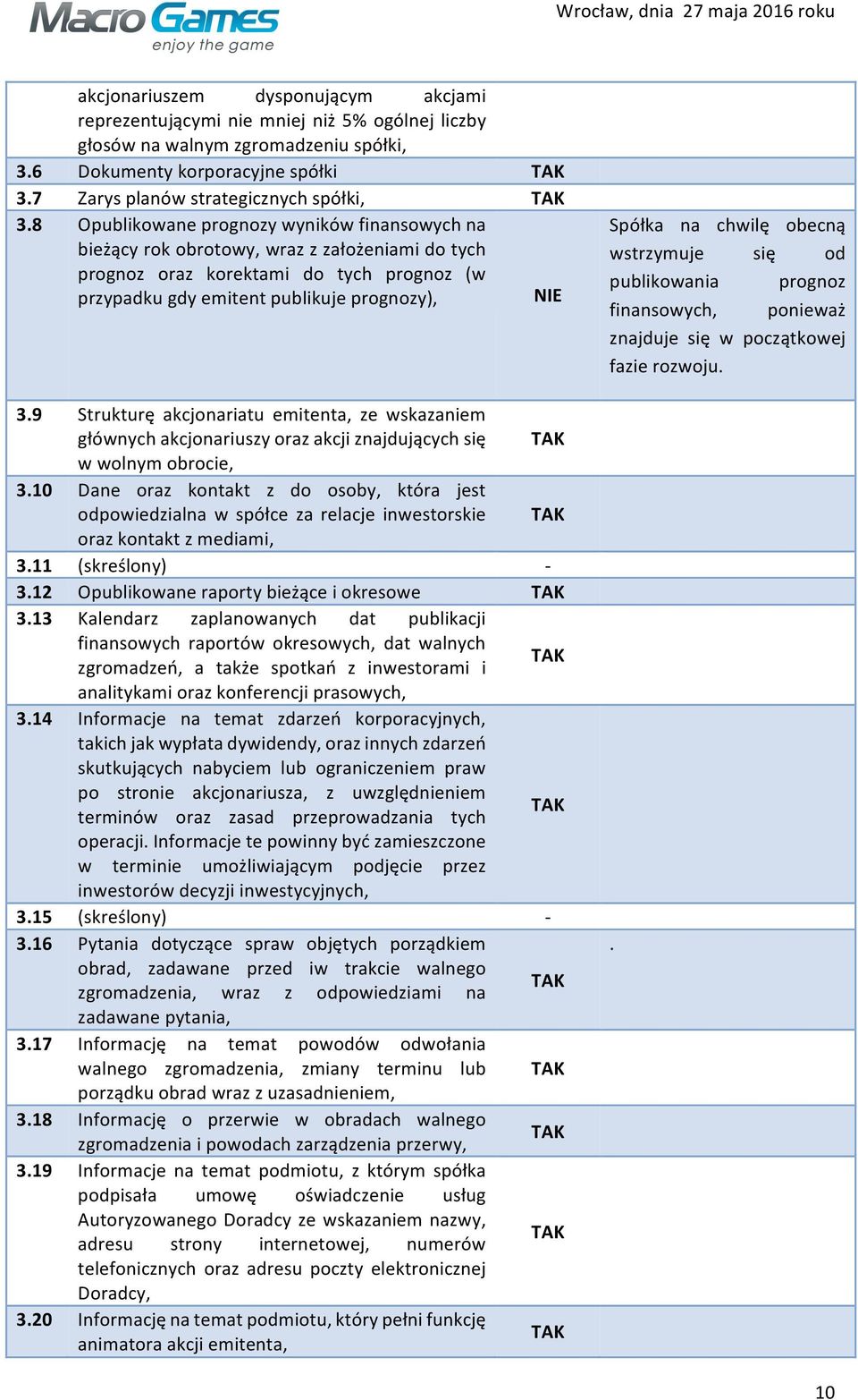 9 Strukturę akcjonariatu emitenta, ze wskazaniem głównych akcjonariuszy oraz akcji znajdujących się w wolnym obrocie, 3.