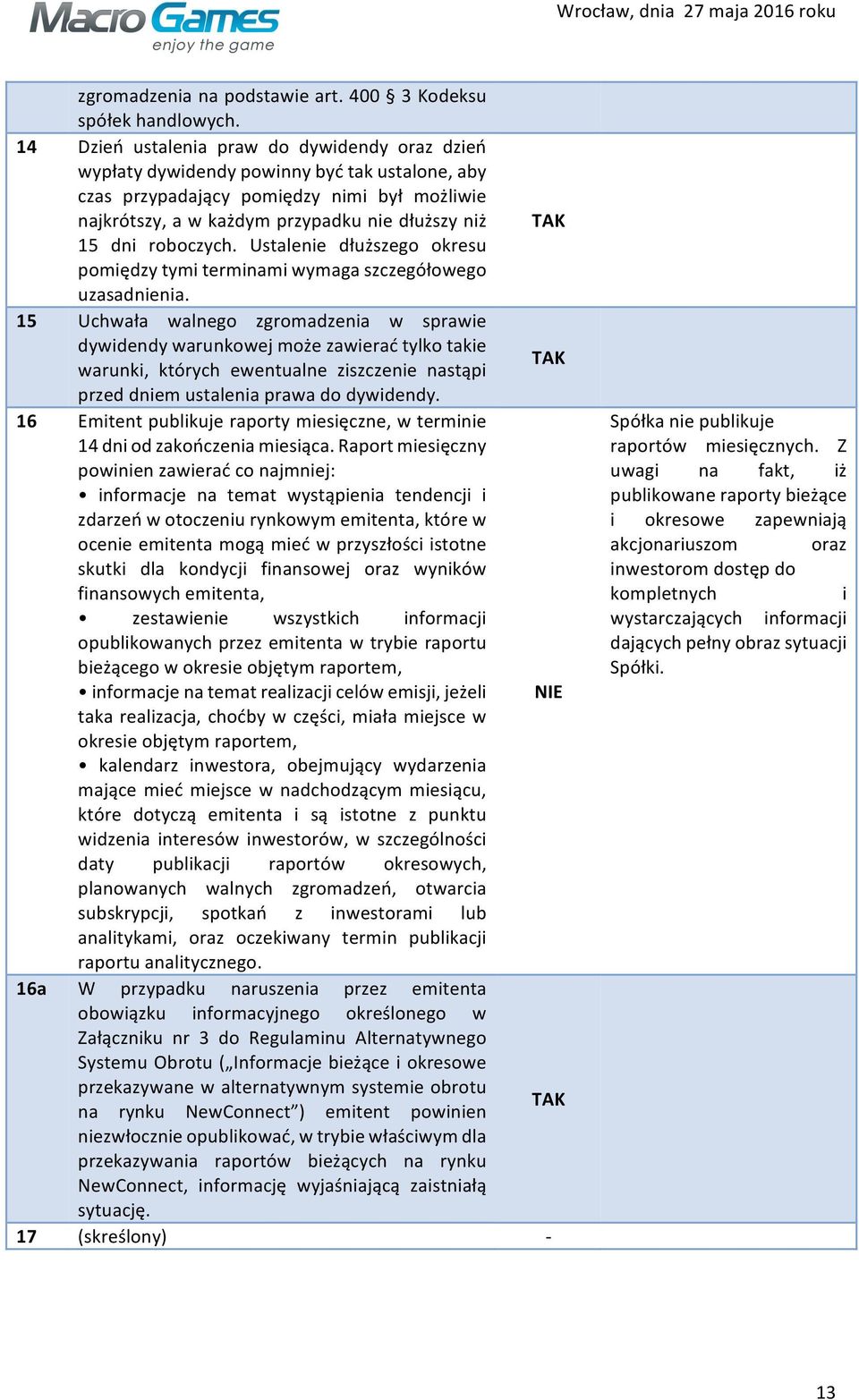 roboczych. Ustalenie dłuższego okresu pomiędzy tymi terminami wymaga szczegółowego uzasadnienia.