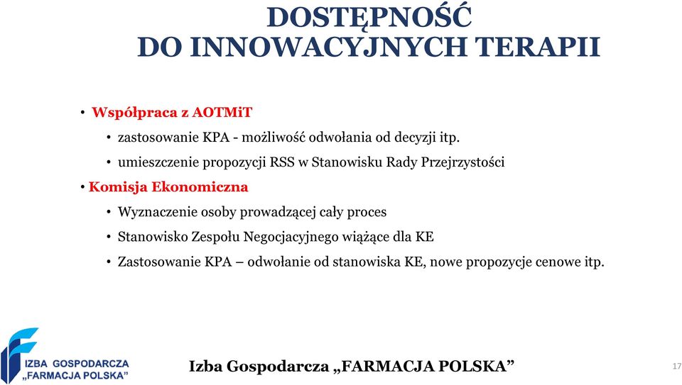 umieszczenie propozycji RSS w Stanowisku Rady Przejrzystości Komisja Ekonomiczna