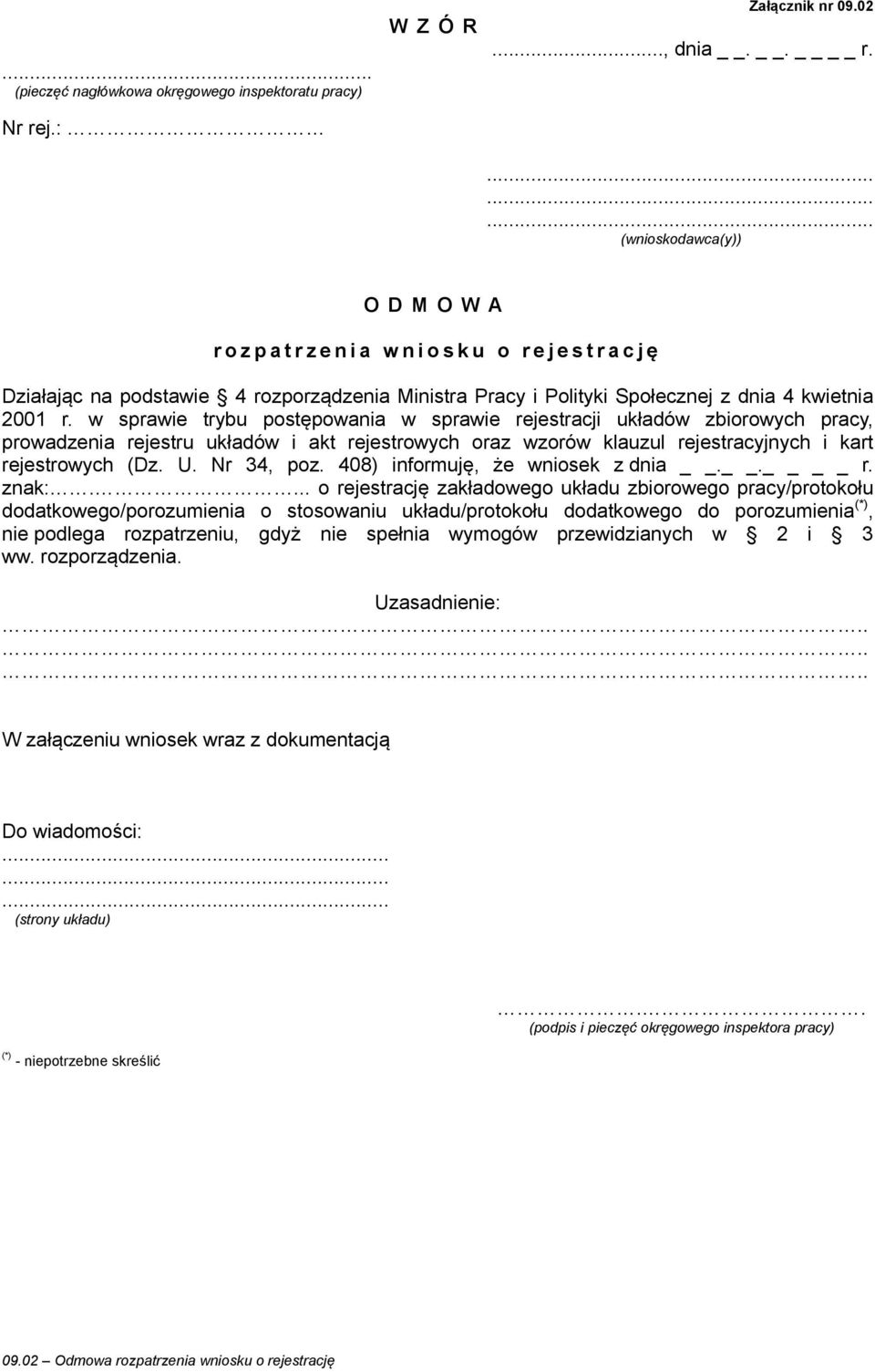 Nr 34, poz. 408) informuję, że wniosek z dnia.. r. znak:.