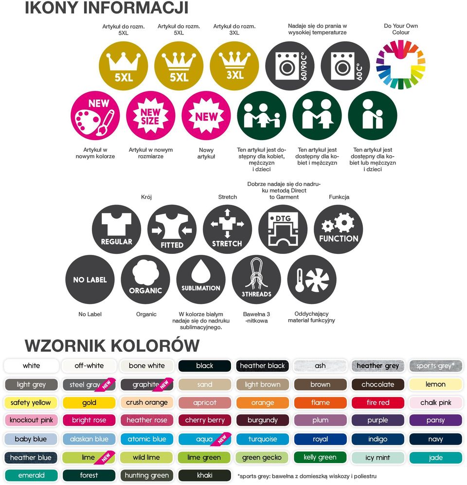 3XL Nadaje się do prania w wysokiej temperaturze Do Your Own Colour Artykuł w nowym kolorze Artykuł w nowym rozmiarze Nowy artykuł Ten artykuł jest dostępny dla kobiet, mężczyzn i dzieci Ten artykuł