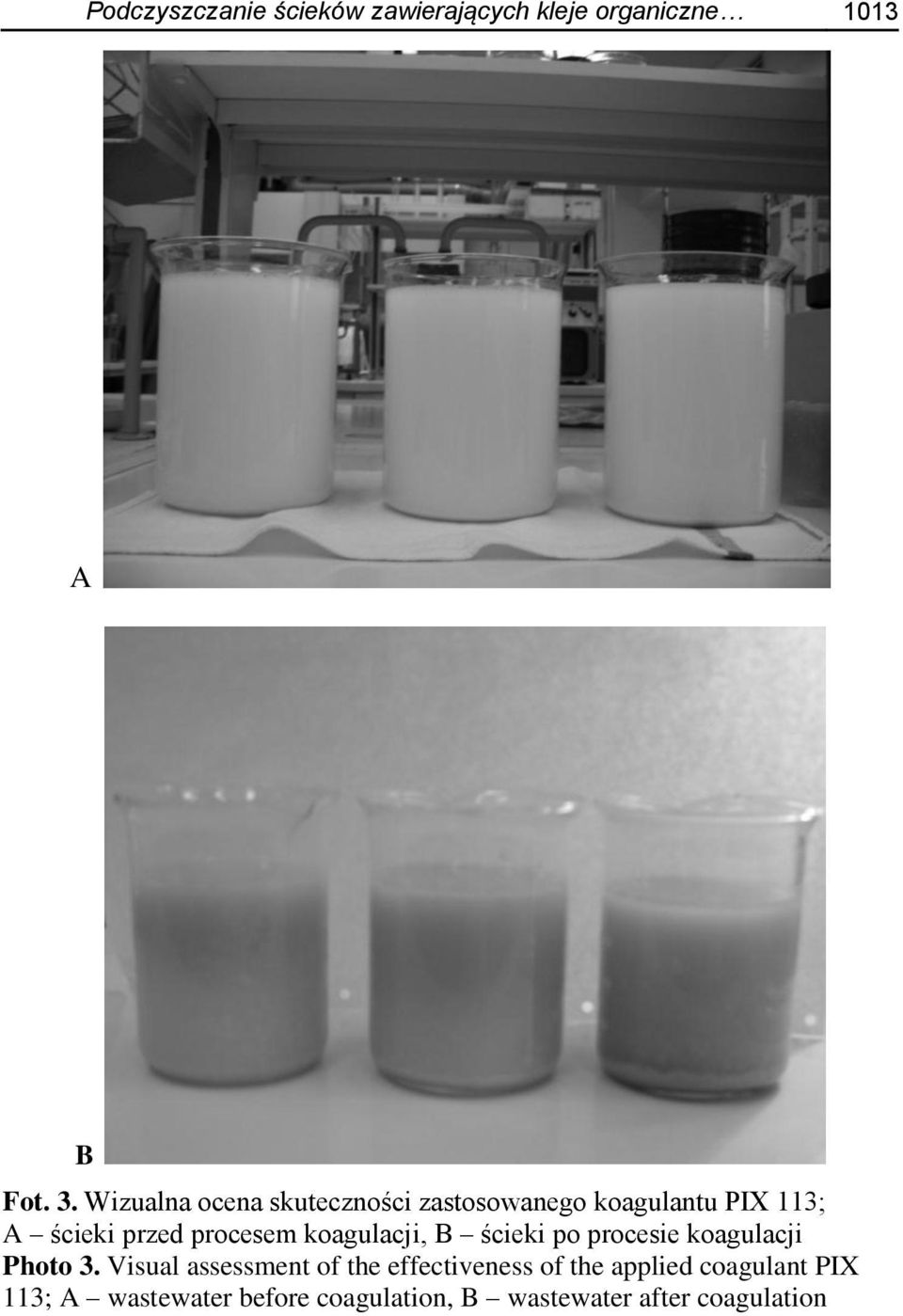 koagulacji, B ścieki po procesie koagulacji Photo 3.
