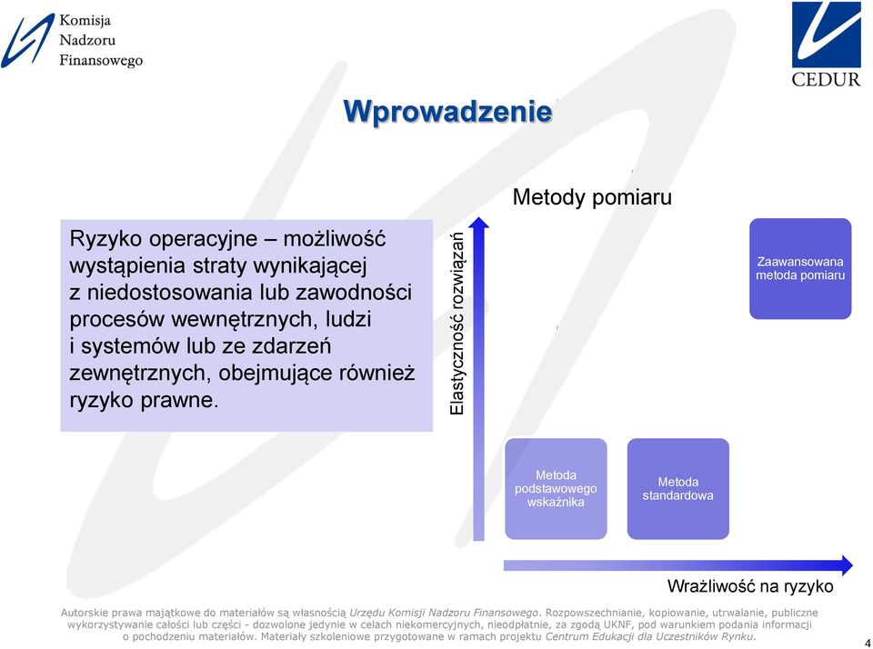 wewnętrznych, ludzi i systemów lub ze zewnętrznych, obejmujące również ryzyko prawne.