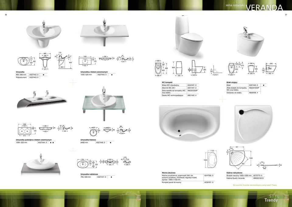 .4 Bidet stojący Bidet Złote dodatki do kompaktu WC oraz bidetu Siedzisko do bidetu A357440..0 A82207200P A806448..4 Umywalka podwójna z blatem ceramicznym 1000 520 mm A327444.