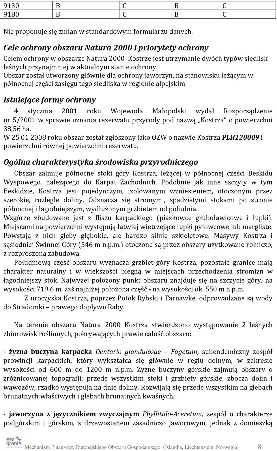 Obszar został utworzony głównie dla ochrony jaworzyn, na stanowisku leżącym w północnej części zasięgu tego w regionie alpejskim.