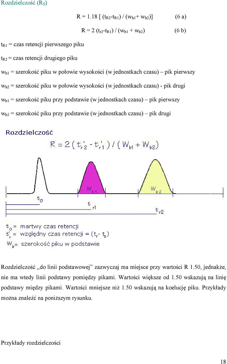 (w jednostkach czasu) pik pierwszy w h2 = szerokość piku w połowie wysokości (w jednostkach czasu) - pik drugi w b1 = szerokość piku przy podstawie (w jednostkach czasu) pik pierwszy w b2 = szerokość