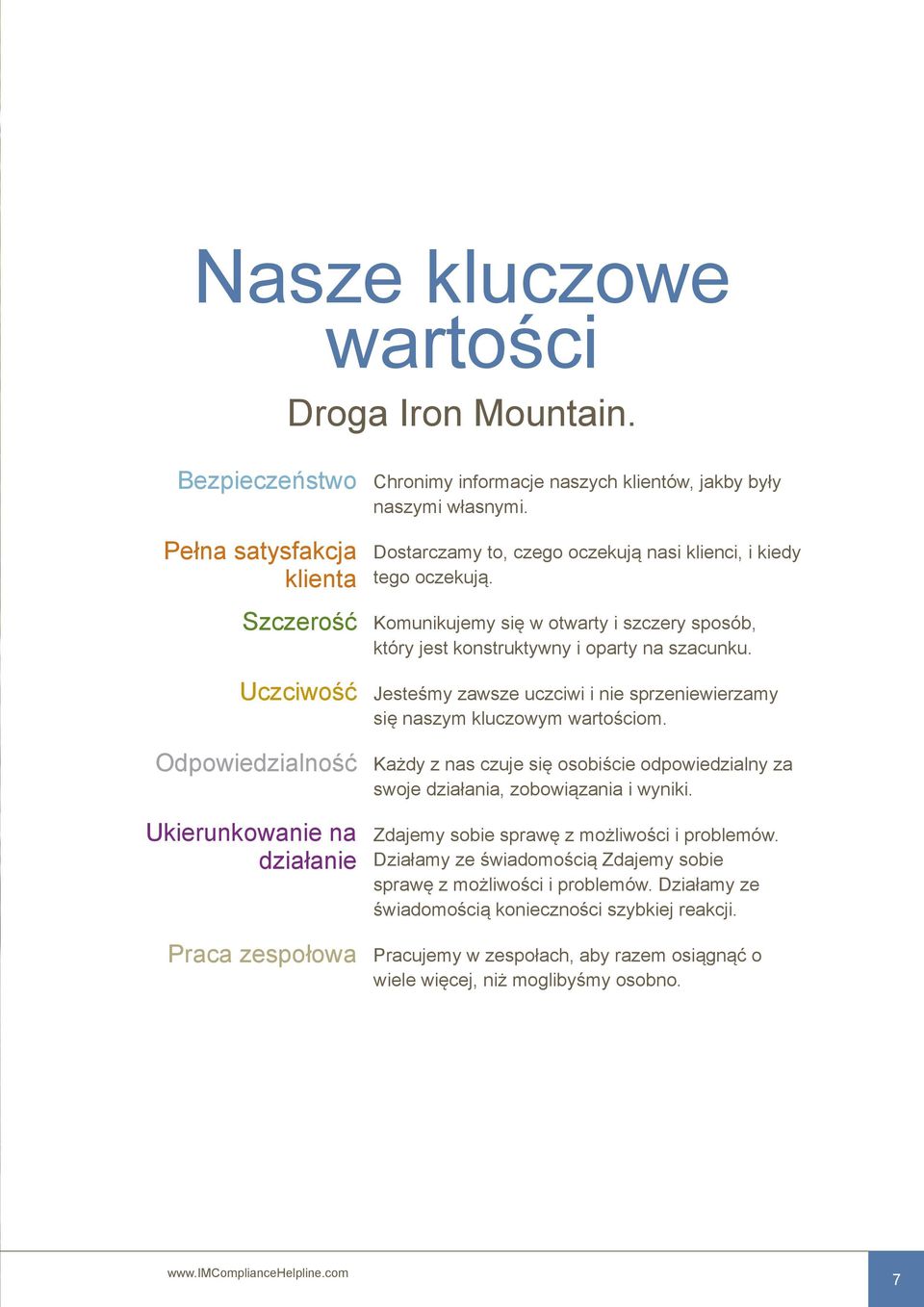 Dostarczamy to, czego oczekują nasi klienci, i kiedy tego oczekują. Komunikujemy się w otwarty i szczery sposób, który jest konstruktywny i oparty na szacunku.