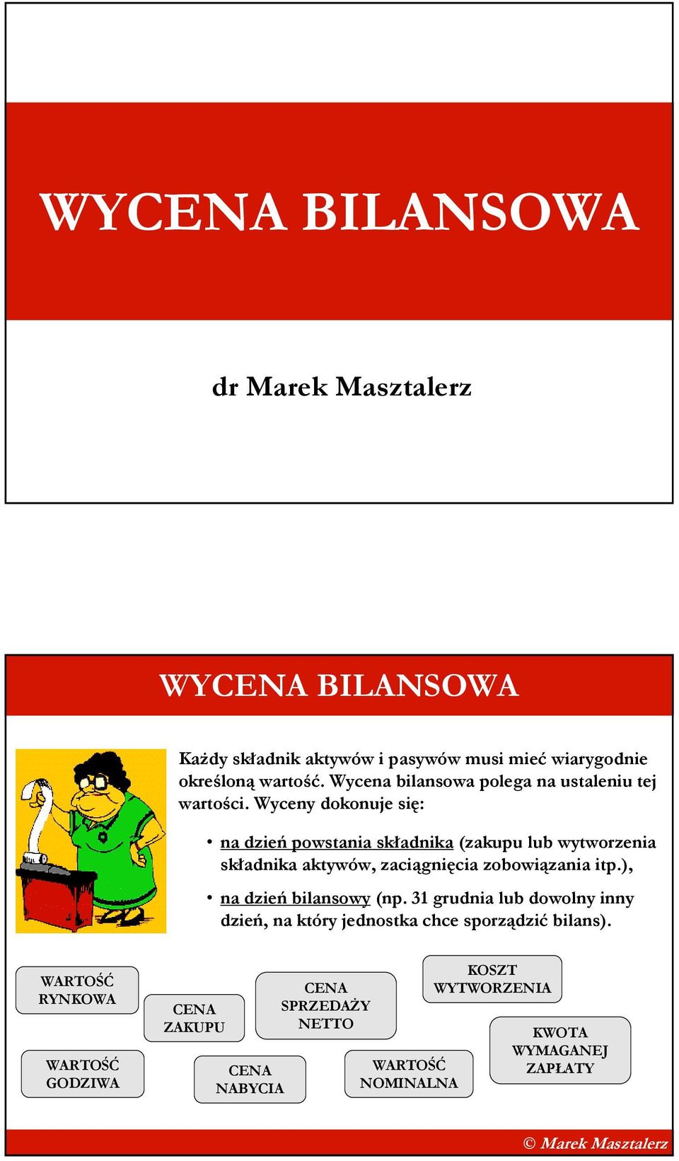 Wyceny dokonuje się: na dzień powstania składnika (zakupu lub wytworzenia składnika aktywów, zaciągnięcia zobowiązania itp.