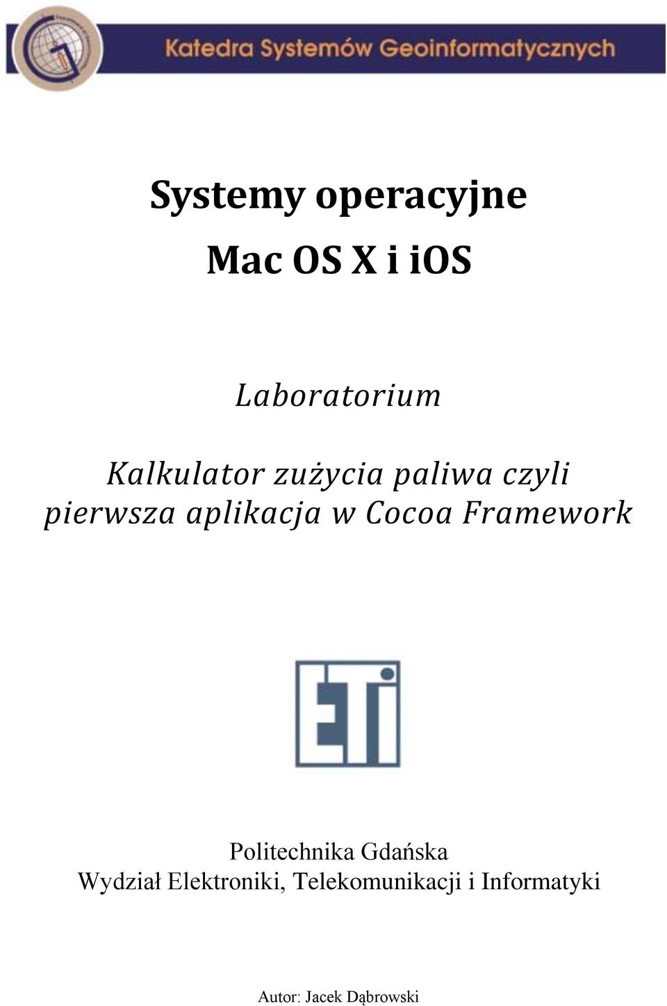 Cocoa Framework Politechnika Gdańska Wydział