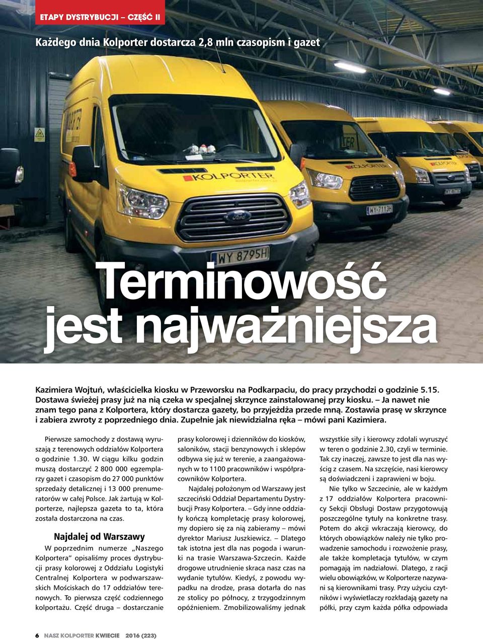 Ja nawet nie znam tego pana z Kolportera, który dostarcza gazety, bo przyjeżdża przede mną. zostawia prasę w skrzynce i zabiera zwroty z poprzedniego dnia.