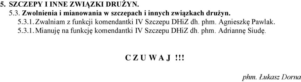 3.1. Zwalniam z funkcji komendantki IV Szczepu DHiZ dh. phm.