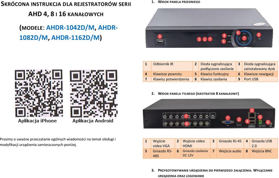 powrotu 5 Klawisz funkcyjny 6 Klawisze nawigacji 7 Klawisz potwierdzenia 8 Klawisz zasilania 9 Port USB 2.