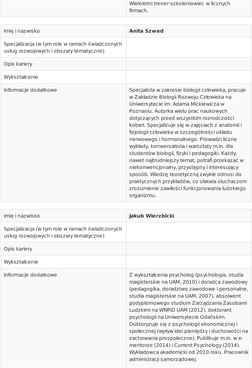 człowieka, pracuje w Zakładzie Biologii Rozwoju Człowieka na Uniwersytecie im. Adama Mickiewicza w Poznaniu. Autorka wielu prac naukowych dotyczących przed wszystkim rozrodczości kobiet.