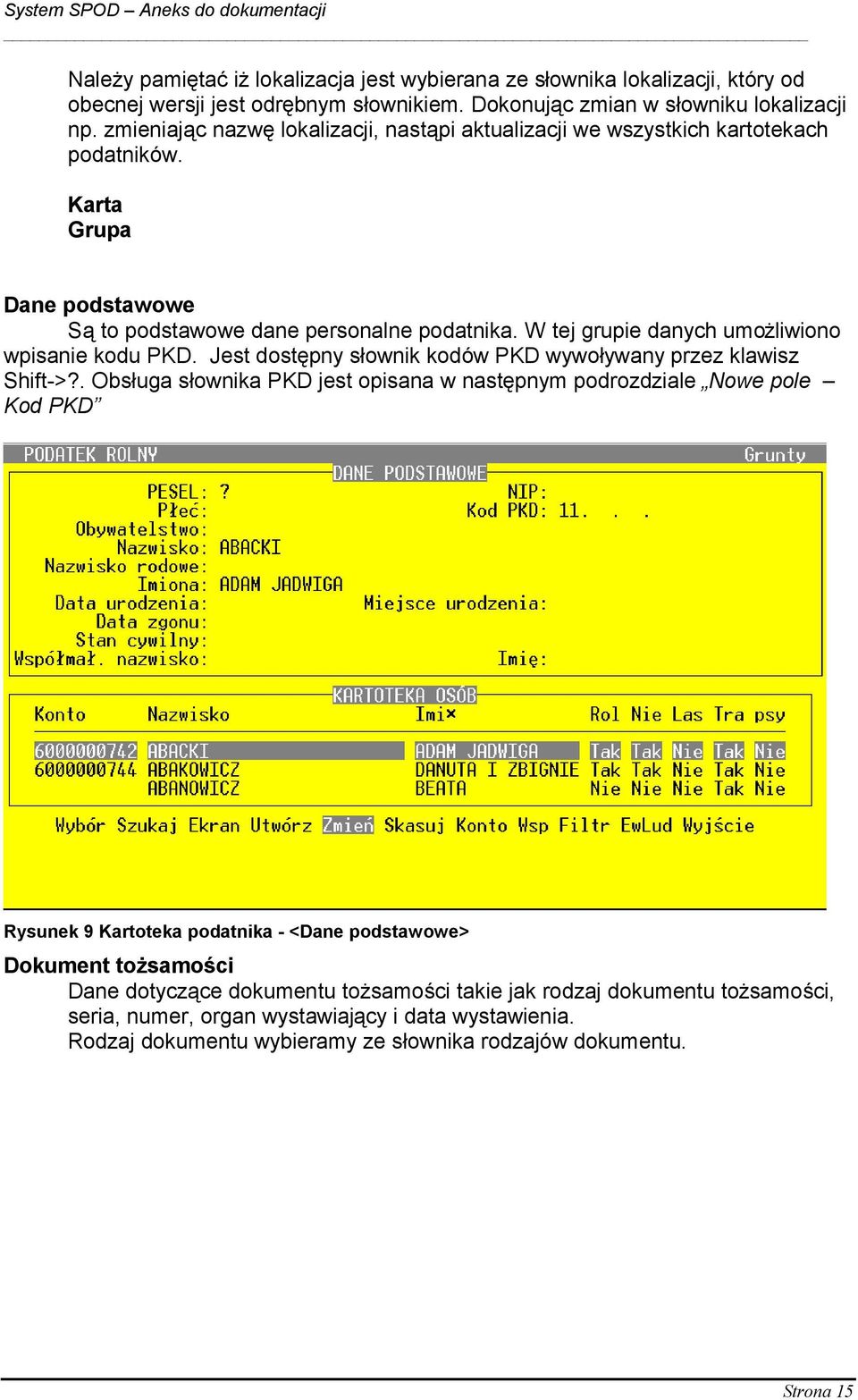 W tej grupie danych umożliwiono wpisanie kodu PKD. Jest dostępny słownik kodów PKD wywoływany przez klawisz Shift->?