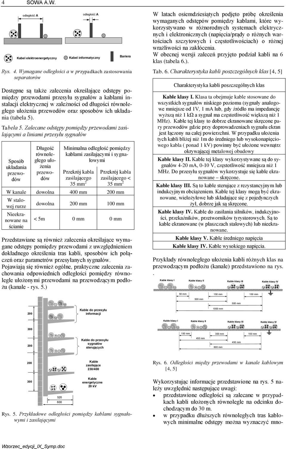 długości równoległego ułożenia przewodów oraz sposobów ich układania (tabela 5). Tabela 5.