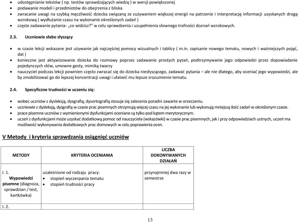 patrzenie i interpretację informacji uzyskanych drogą wzrokową ( wydłużanie czasu na wykonanie określonych zadań ) częste zadawanie pytania- co widzisz?