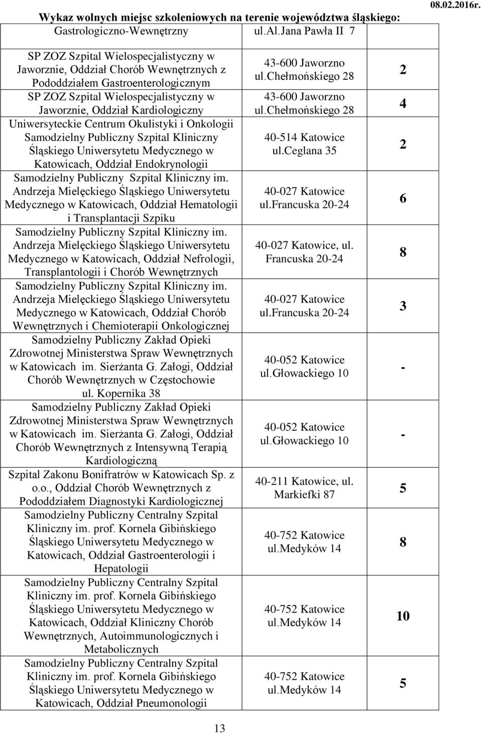 Uniwersyteckie Centrum Okulistyki i Onkologii Kliniczny Śląskiego Uniwersytetu Medycznego w Katowicach, Oddział Endokrynologii Kliniczny im.