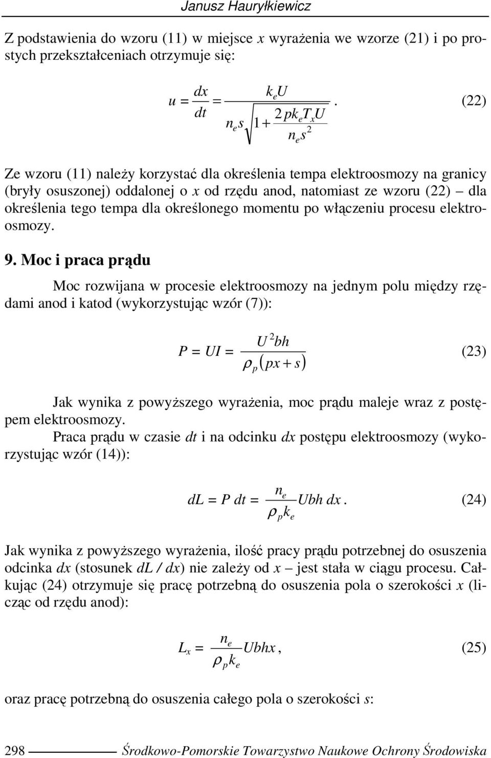 momntu o włączniu rocsu lktroosmozy. 9.