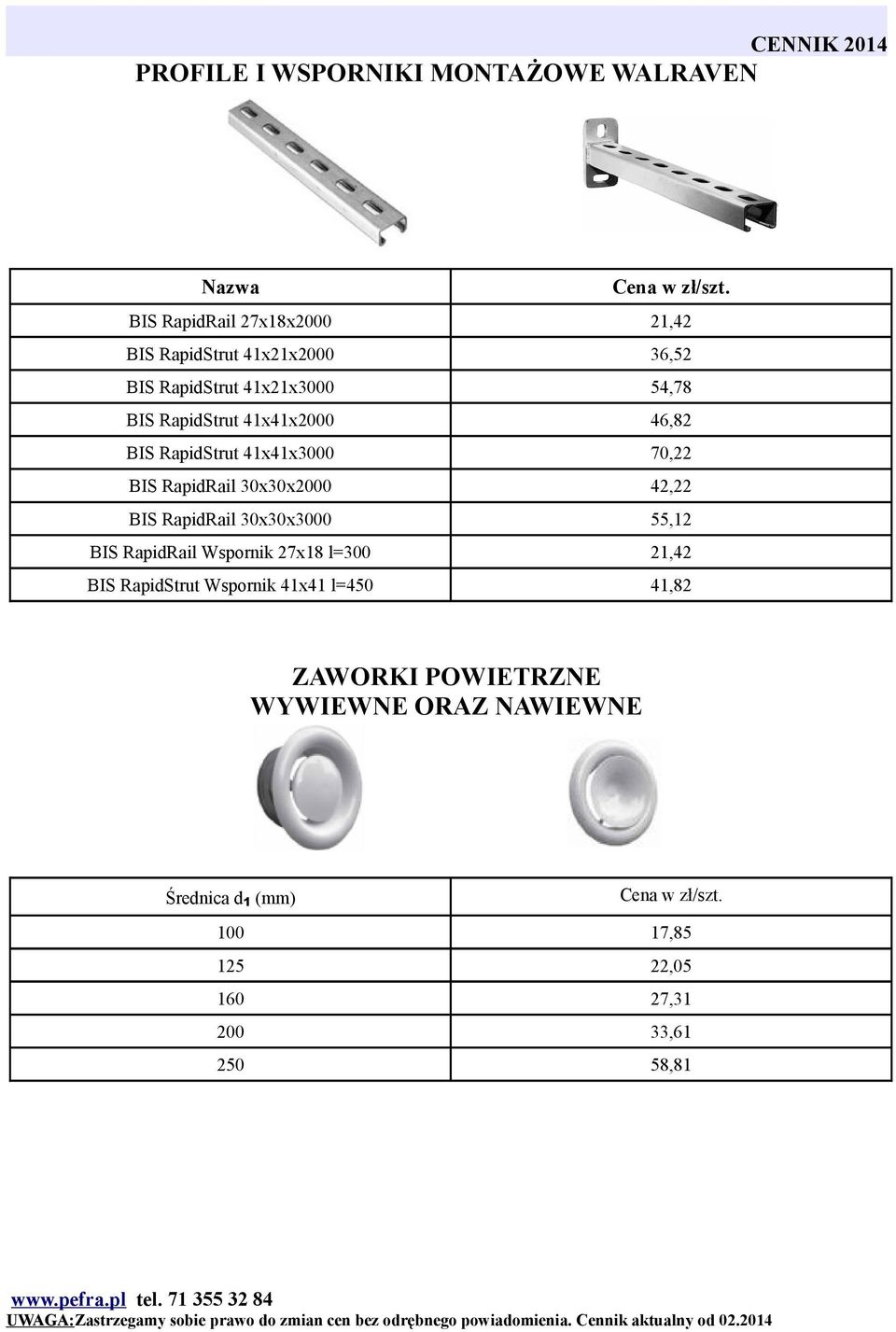 30x30x0 42,22 BIS RapidRail 30x30x3000 55,12 BIS RapidRail Wspornik 27x18 l=300 21,42 BIS RapidStrut