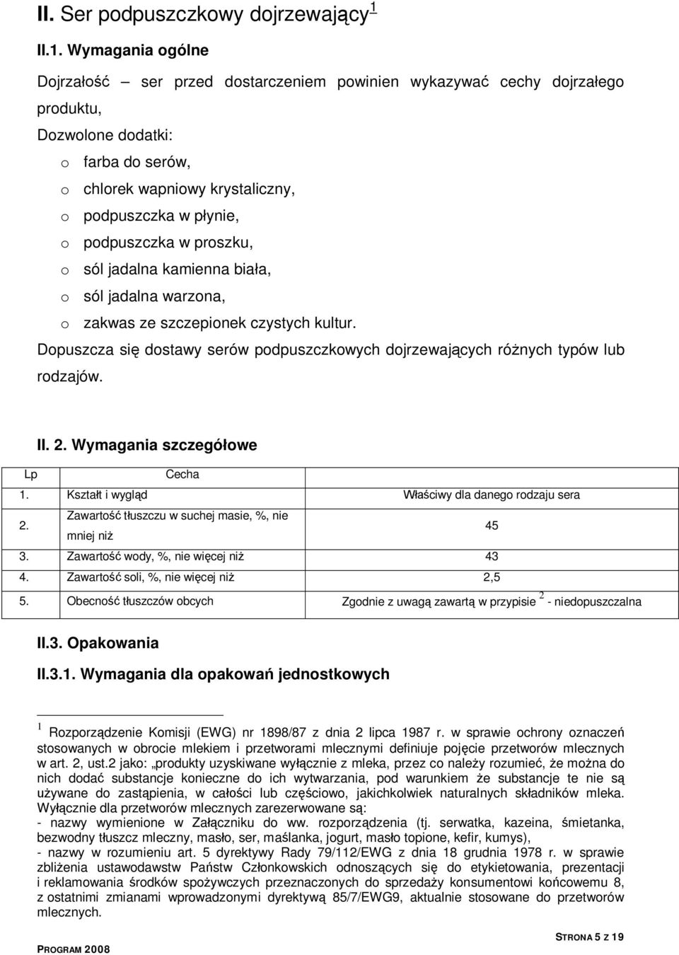 podpuszczka w proszku, o sól jadalna kamienna biała, o sól jadalna warzona, o zakwas ze szczepionek czystych kultur.