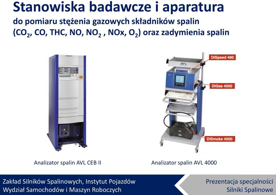 THC, NO, NO 2, NOx, O 2 ) oraz zadymienia spalin