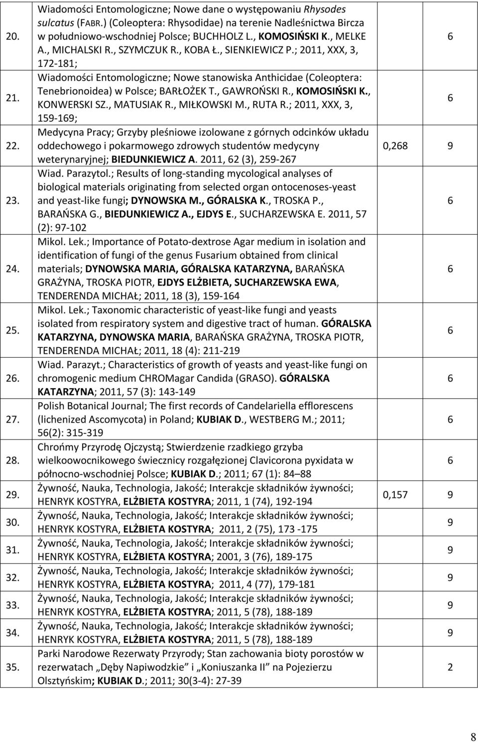 ; 2011, XXX, 3, 172-181; Wiadomości Entomologiczne; Nowe stanowiska Anthicidae (Coleoptera: Tenebrionoidea) w Polsce; BARŁOŻEK T., GAWROŃSKI R., KOMOSIŃSKI K., KONWERSKI SZ., MATUSIAK R., MIŁKOWSKI M.