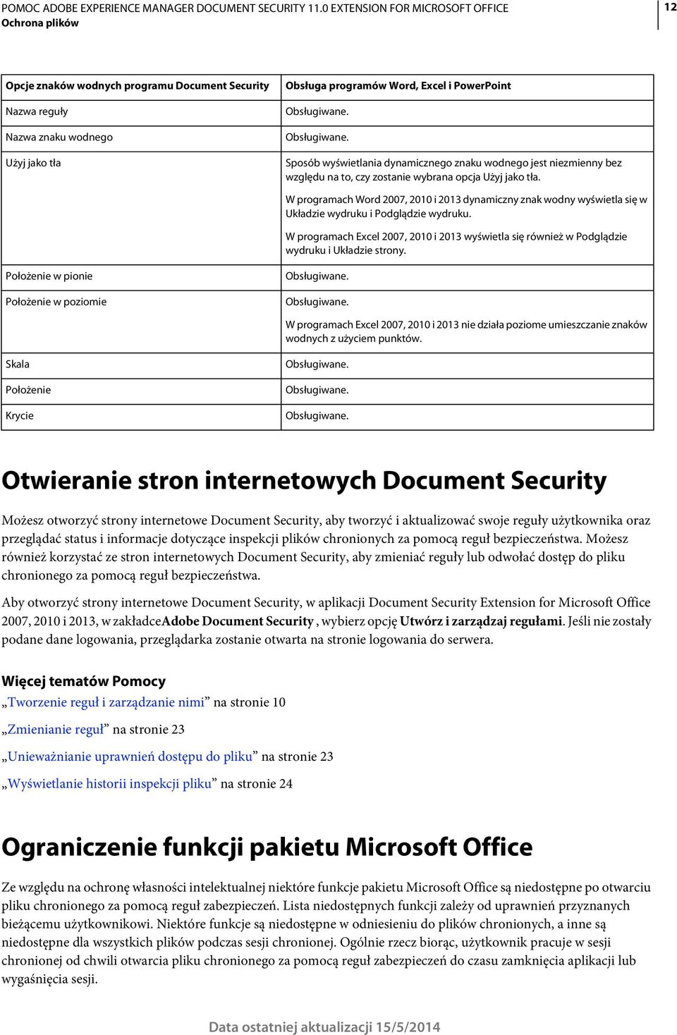 W programach Word 2007, 2010 i 2013 dynamiczny znak wodny wyświetla się w Układzie wydruku i Podglądzie wydruku.