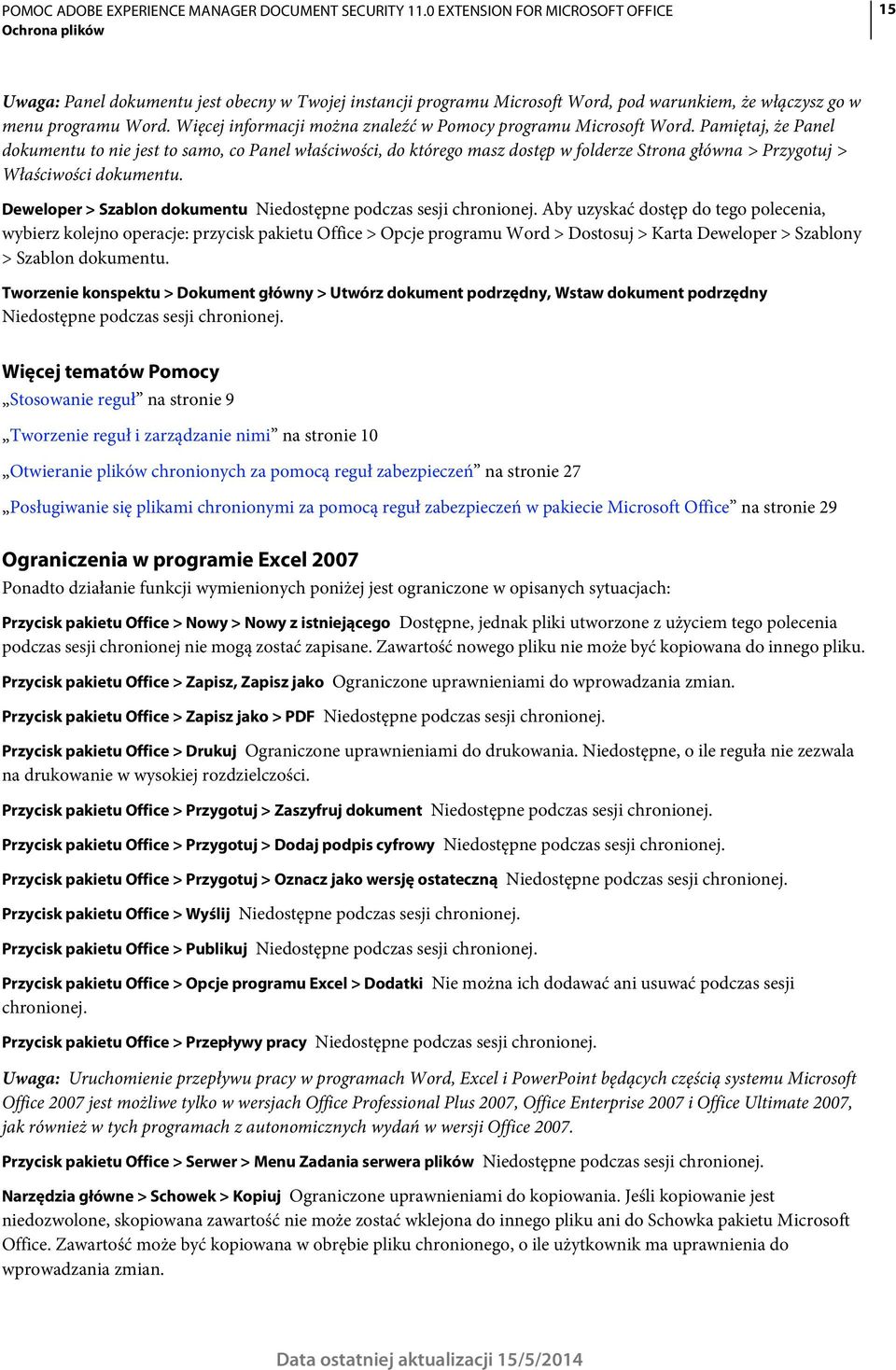 Deweloper > Szablon dokumentu Niedostępne podczas sesji chronionej.