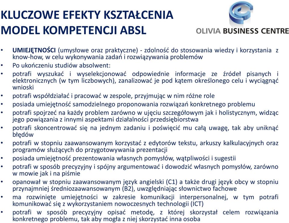 wyciągnąć wnioski potrafi współdziałać i pracować w zespole, przyjmując w nim różne role posiada umiejętność samodzielnego proponowania rozwiązań konkretnego problemu potrafi spojrzeć na każdy