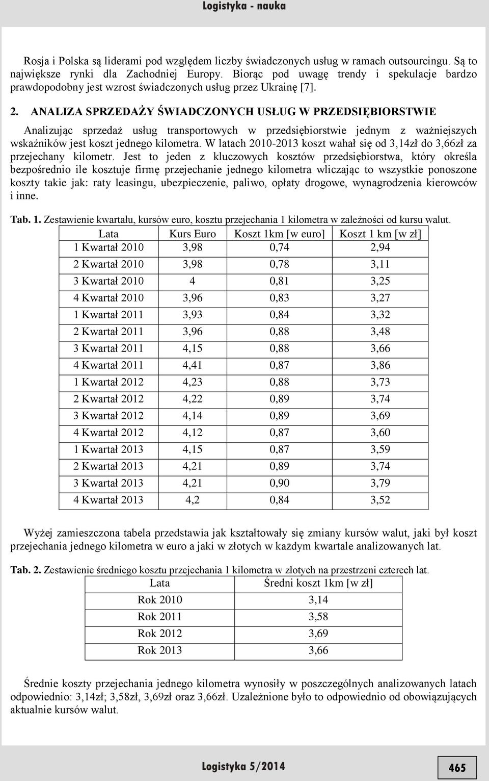 ANALIZA SPRZEDAŻY ŚWIADCZONYCH USŁUG W PRZEDSIĘBIORSTWIE Analizując sprzedaż usług transportowych w przedsiębiorstwie jednym z ważniejszych wskaźników jest koszt jednego kilometra.