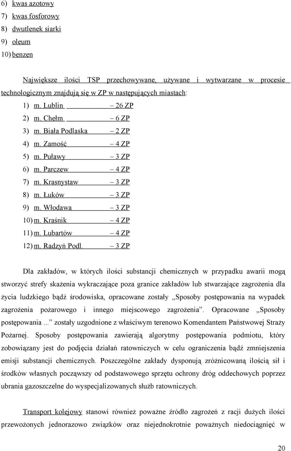 Kraśnik 4 ZP 11) m. Lubartów 4 ZP 12) m. Radzyń Podl.