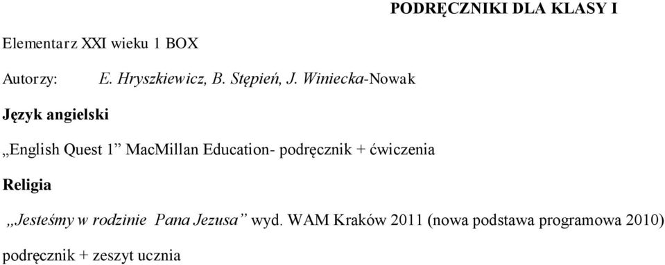 Winiecka-Nowak Język angielski English Quest 1 MacMillan Education-