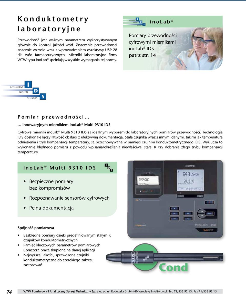 inolab Pomiary przewodności cyfrowymi miernikami inolab IDS patrz str.
