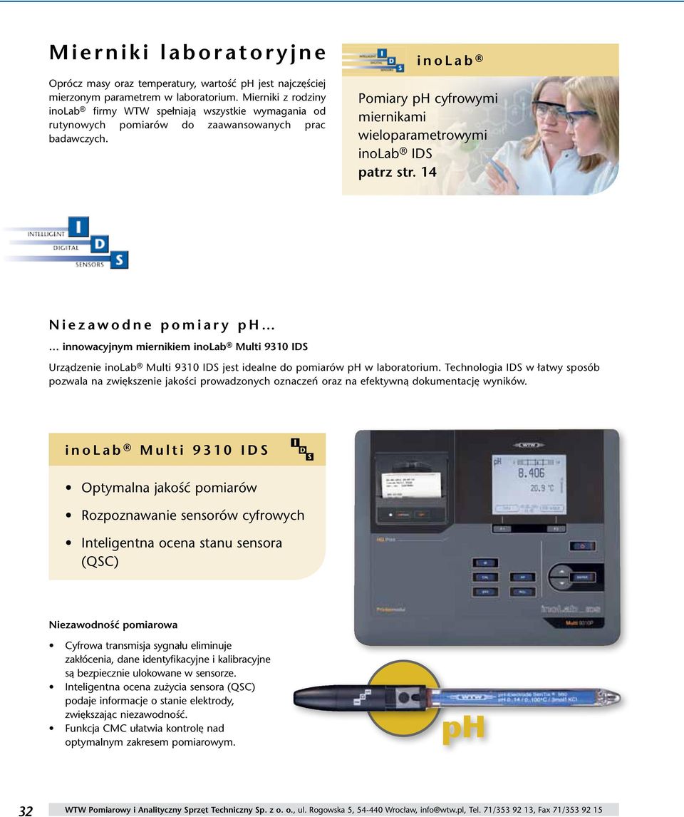 inolab Pomiary ph cyfrowymi miernikami wieoparametrowymi inolab IDS patrz str.