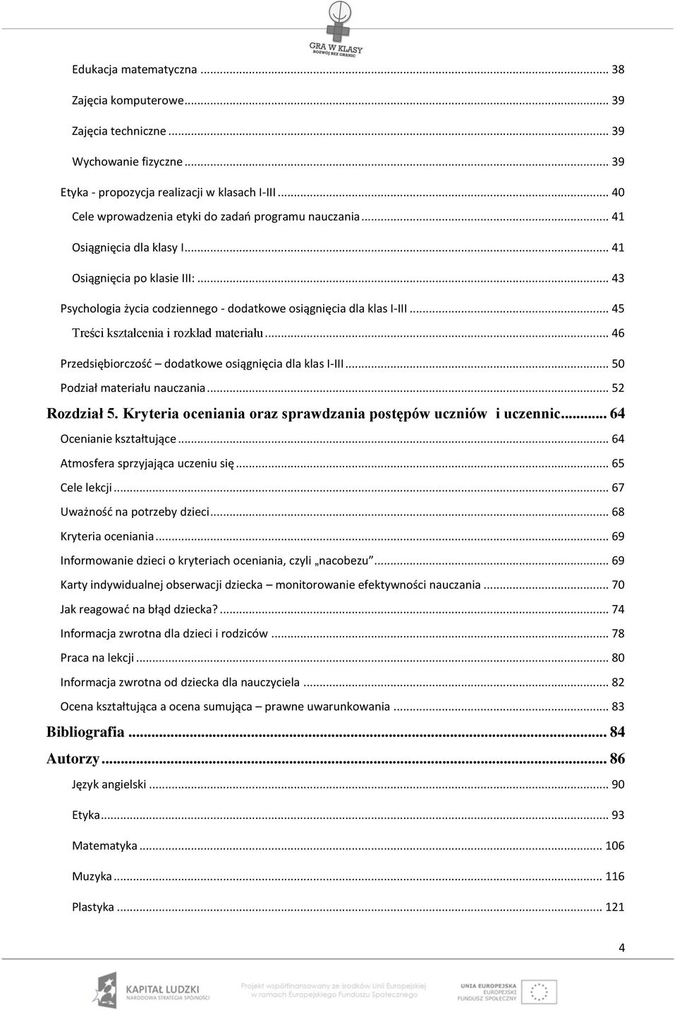 .. 45 Treści kształcenia i rozkład materiału... 46 Przedsiębiorczość dodatkowe osiągnięcia dla klas I-III... 50 Podział materiału nauczania... 52 Rozdział 5.