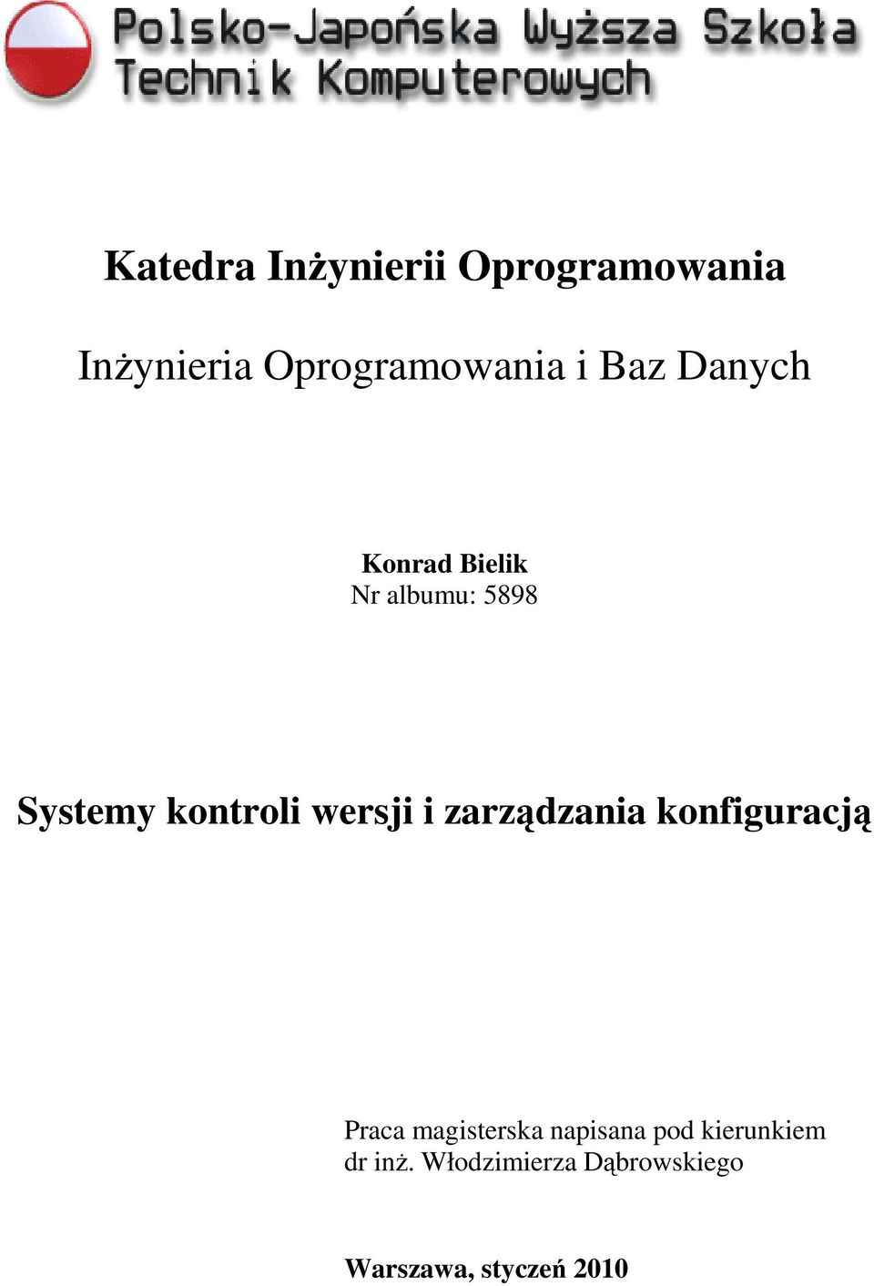 wersji i zarządzania konfiguracją Praca magisterska napisana