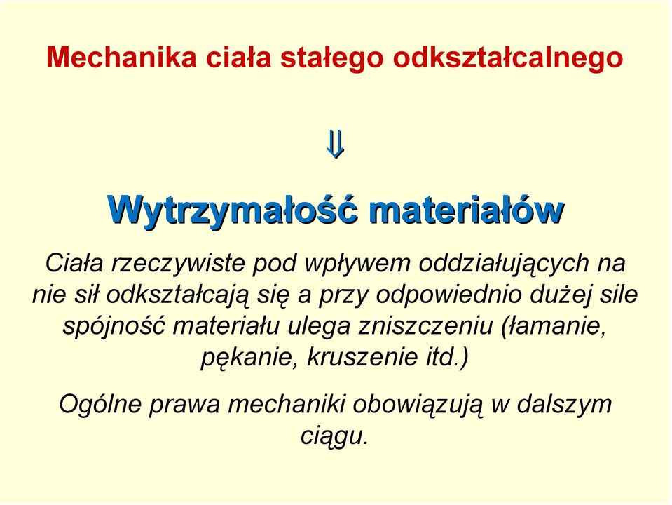 przy odpowiednio dużej sile spójność materiału ulega zniszczeniu