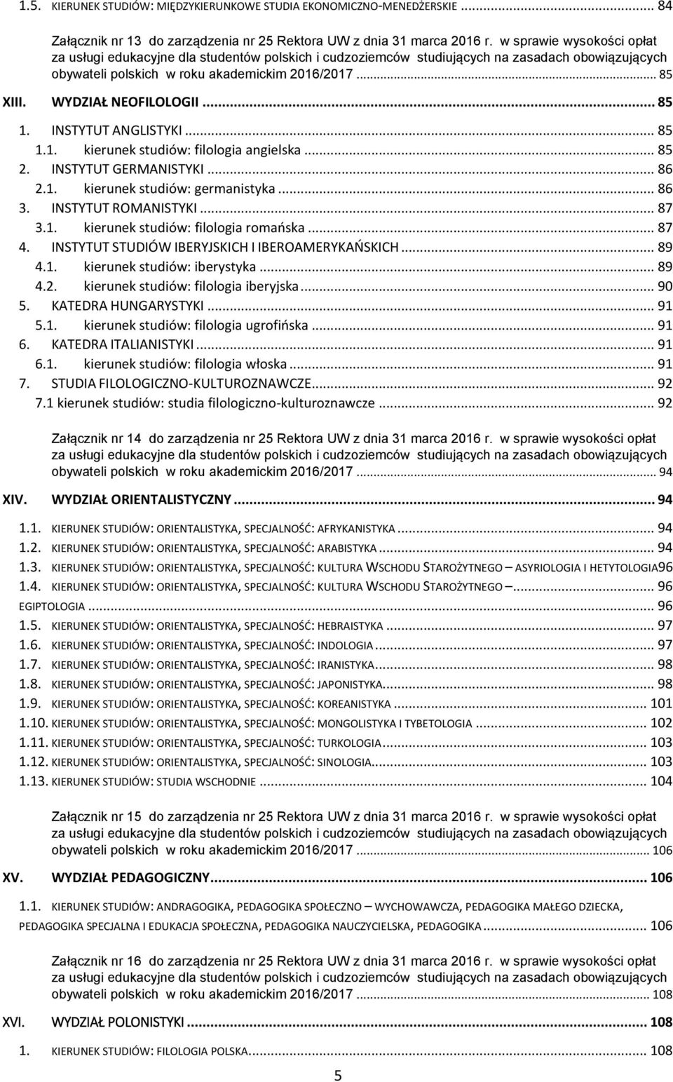 WYDZIAŁ NEOFILOLOGII... 85 1. INSTYTUT ANGLISTYKI... 85 1.1. kierunek studiów: filologia angielska... 85 2. INSTYTUT GERMANISTYKI... 86 2.1. kierunek studiów: germanistyka... 86 3.