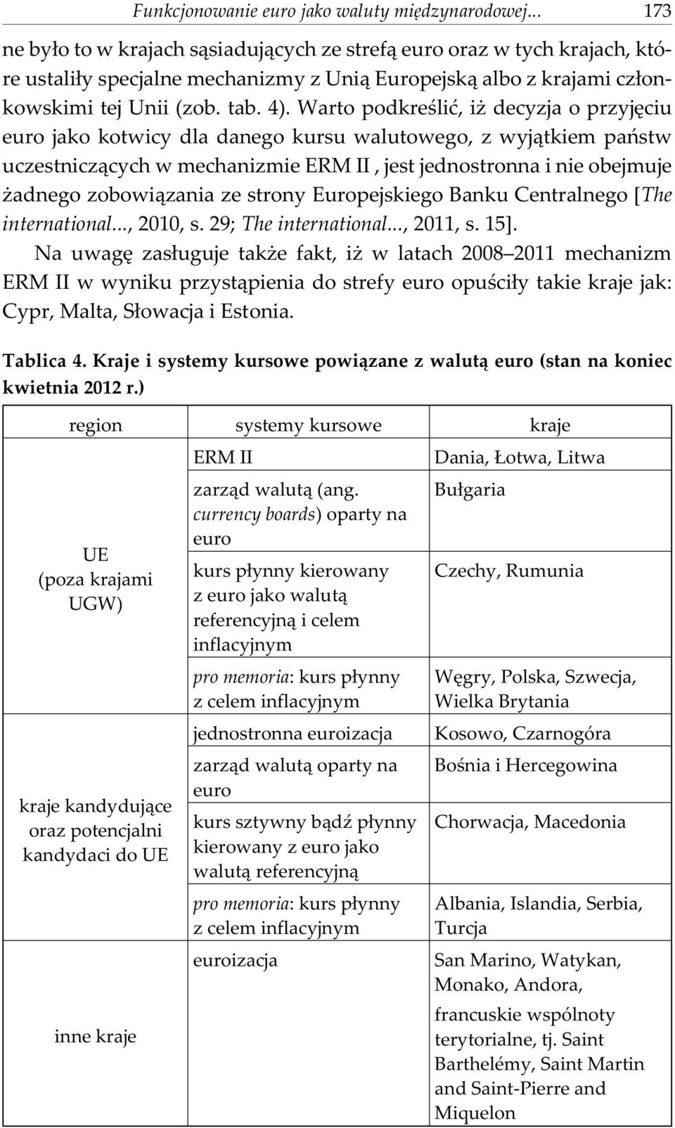 strony Europejskiego Banku Centralnego [The international..., 2010, s. 29; The international..., 2011, s. 15].