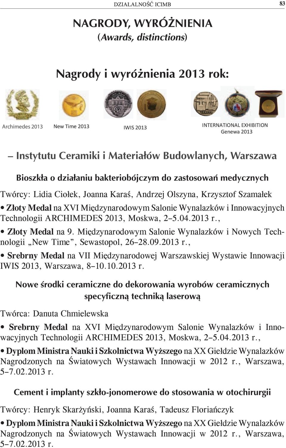 Międzynarodowym Salonie Wynalazków i Nowych Technologii New Time, Sewastopol, 26 28.09.2013 r.